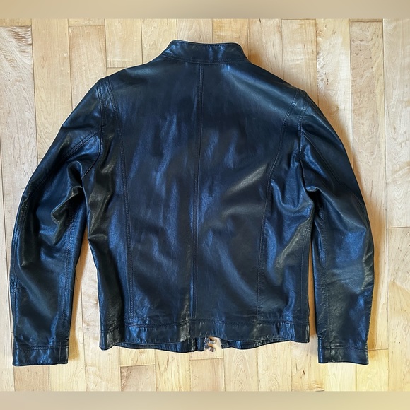 Never Worn Gimo's Black Leather Biker Jacket in perfect condition - Picture 6 of 8